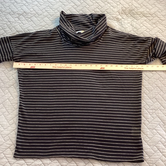 Threads 4 Thought Black and  Strip Metallic Silver Cowl Neck Sweater Sz S - Picture 12 of 12